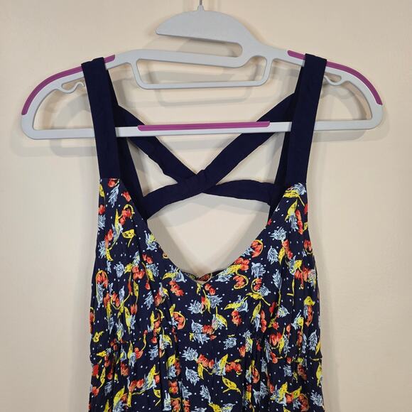 Women's Quiksilver Blue Floral Maxi Dress Cross Back | Size XS - Picture 3 of 11